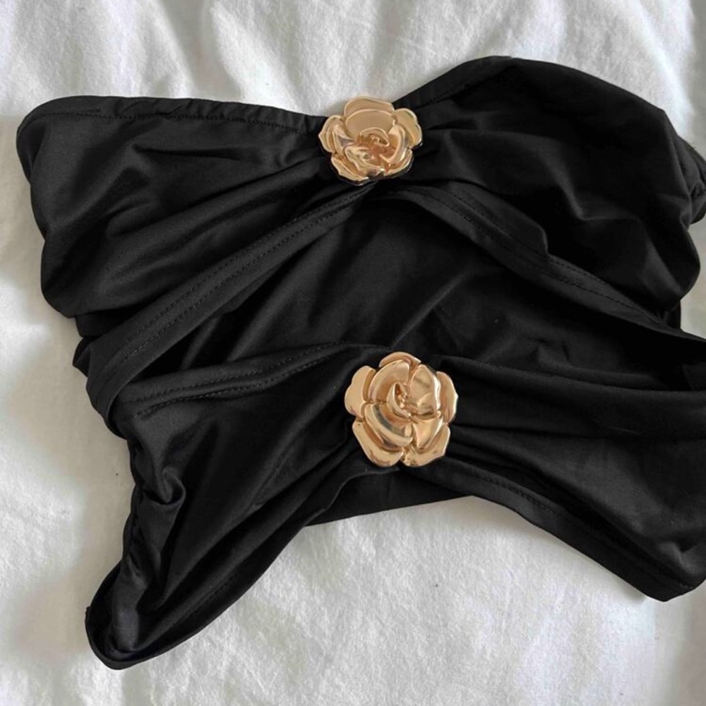 Chic Nation Black Top with Gold Accents
